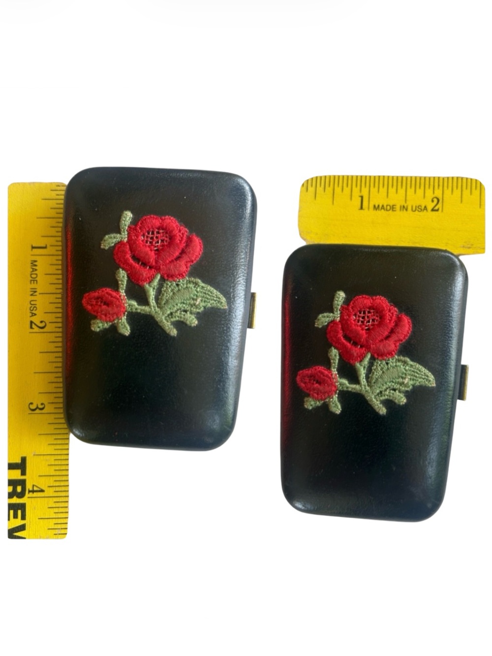 Vintage Rose Embroidered Wallet Key Case Cigarette Case & Lighter Set - Picture 5 of 14